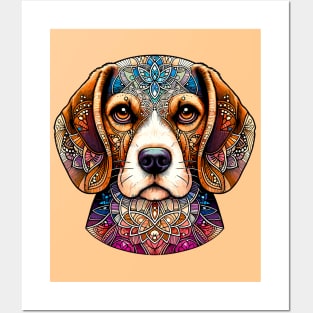 Ornate Beagle Mandala Portrait Posters and Art